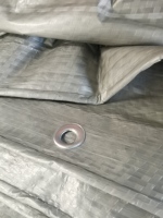 Bâche en tissu gris clair pour tentes et auvents, avec œillets en plastique, en feuilles, pour couverture unie et costumes