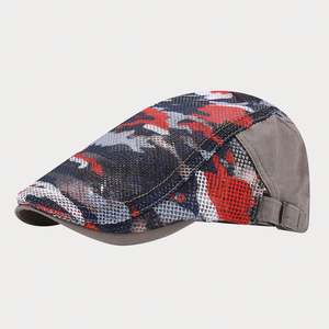 New <b>Summer</b> Camo Mesh <b>Flat</b> Top Ivy Hat Outdoor Breathable Mesh Men Women Camouflage Fashion Casual Beret Hat - Product Image 4