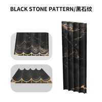 Panel de Pared Ranurado de 4 Listones con Curva Interior WPC, 100x15mm, Textura de Mármol Negro, Diseño Moderno, Revestimiento para Baños y Escaleras, de Fábrica