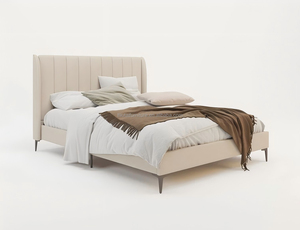 Cadre de <span class=keywords><strong>lit</strong></span> moderne en velours beige avec pieds en métal et rangement pour chambre à coucher, nouveau design, tailles Queen/Full/King 160x200 - Product Image 5