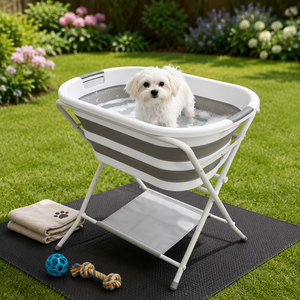 <span class=keywords><strong>Elsababy</strong></span> Tragbare Erhöhte Hundebadewanne Faltbarer Tierpflegetisch Badewanne mit Ablaufschlauch PU-Material Waschstation für - Product Image 1