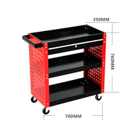 Armoire à outils multifonctionnelle en acier robuste à trois niveaux avec tiroirs pour pièces détachées, chariot à outils pour atelier de réparation automobile