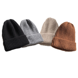Chapeaux en <span class=keywords><strong>cachemire</strong></span> tricotés pour <span class=keywords><strong>homme</strong></span>, collection automne-hiver, respirants, imperméables, boutonnés, chauds, couleur unie, à revers, du fabricant, pour l'exportation - Product Image 1