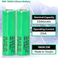 Batería Líquida de Alta Potencia INR18650-25R, Descarga Continua de 20A, 2500mAh, 3.7V-4.2V, 800 Ciclos, Cátodo LiNiMnCoO2, -20~60C