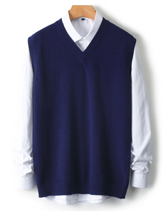 High Quality <strong>Men's</strong> Knit V-Neck Wool <strong>Vest</strong> Fashionable and Comfortable Business Casual Breathable Woolen Fabric for Winter - Product Image 1