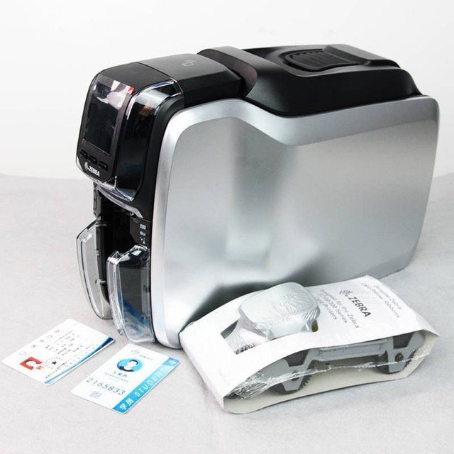 Original Zebra ZC300 Thermal ID Printer Double Sided Machine for Plastic ID Card 300dpi Resolution Ethernet for Barcode Printing