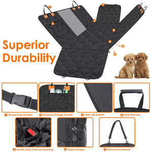 Hamac pour animaux de compagnie avec fenêtre en maille poche de rangement ceinture de sécurité protecteur de siège arrière pour <span class=keywords><strong>banc</strong></span> coffre <span class=keywords><strong>chien</strong></span> housse de siège de voiture - Product Image 3