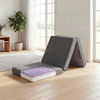 Matelas en mousse à mémoire de forme pliable en trois parties, matelas de sol portable de 4 pouces avec housse lavable, lit de sol pour le camping, les camping-cars, les voyages et les invités