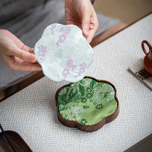 Support pour théière en bois de noyer, forme irrégulière, plateau de rangement pour cérémonie du thé en bois massif, facile à nettoyer, usage domestique - Product Image 1