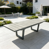 Table de salle à manger d'extérieur compacte pour villa, terrasse, avec plateau en céramique, table rectangulaire de jardin pour cour