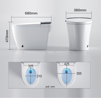 WC intelligent à fixation au sol, autonettoyant, avec télécommande, chasse d'eau en S, siège chauffant et séchage à l'air