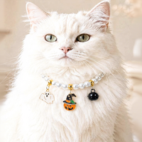 Kalung Hewan Peliharaan Motif Labu Halloween, Ornamen Kucing Lucu, Ornamen Anjing untuk Liburan