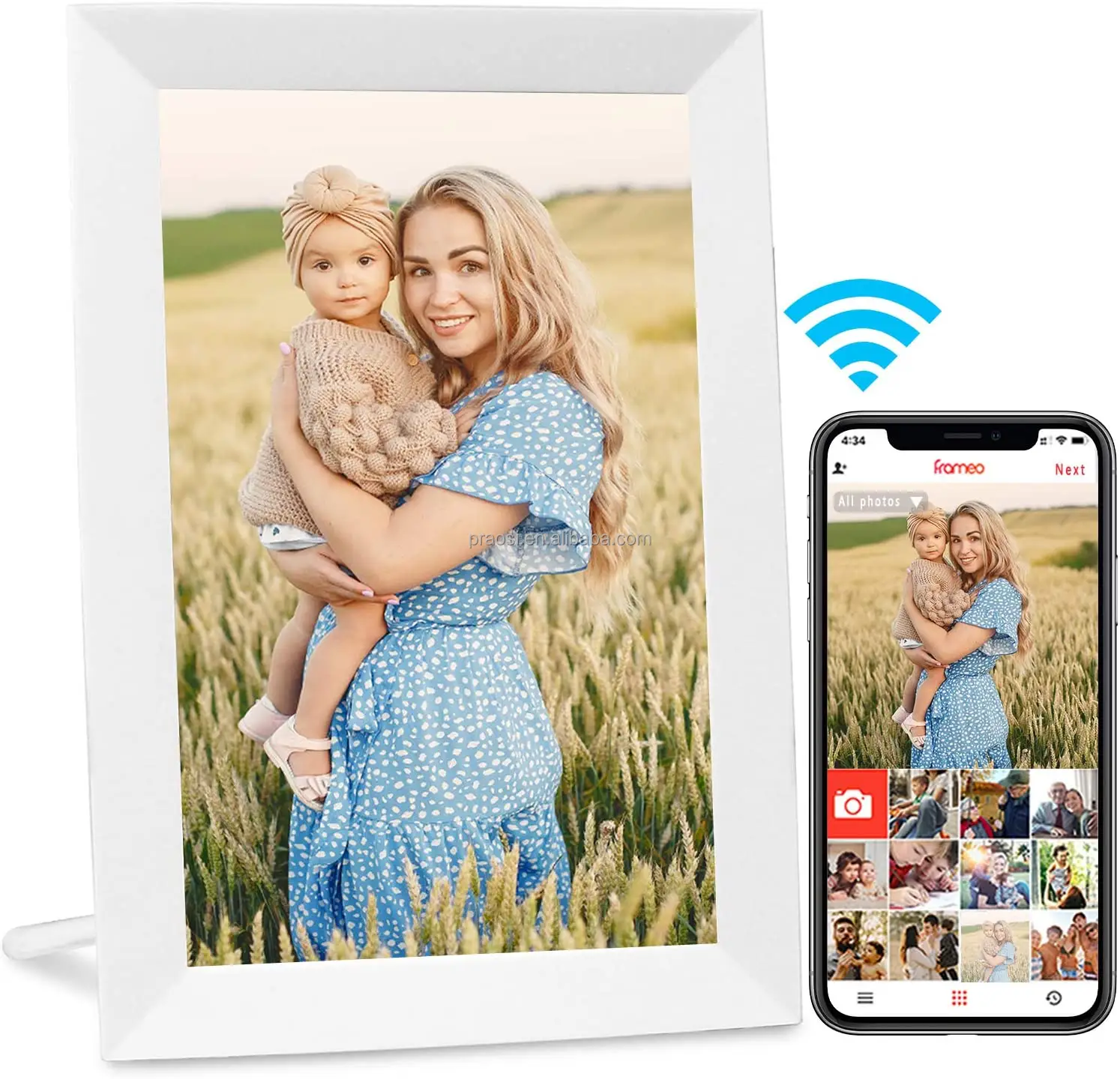 Pros 10.1 Inch WiFi Digital Picture Frame Frameo IPS Touch Screen HD Display 16GB Storage Video Slide Show Send Photos Instantly