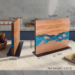 <span class=keywords><strong>Portacoltelli</strong></span> <span class=keywords><strong>Magnetico</strong></span> Bifacciale in Legno di Acacia e Resina Blu, 12 x 10 Pollici - Product Image 6