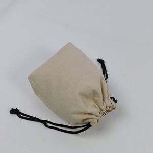 Bolsa con cordón con logotipo impreso personalizado Bolsa de almacenamiento con cordón pequeño Bolsa de regalo con cordón de lona natural - Product Image 5