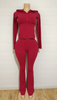 Setelan Olahraga Wanita Custom Logo Rhinestone Jaket dan Legging 2 Pcs, Setelan Olahraga Wanita dengan Legging Flare