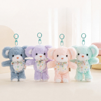 Porte-clés ours en peluche mignon et coloré, pendentif ours en peluche doux avec nœud à pois, breloque de sac, cadeau pour enfants