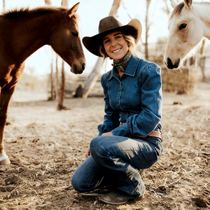 Camicia da Lavoro in Denim di Alta Qualità per <span class=keywords><strong>Donna</strong></span>, Manica Lunga, Bottoni Completi, 100% Cotone, Stile Western Australiano, <span class=keywords><strong>Blu</strong></span> - Product Image 6