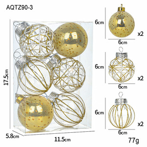 เครื่องประดับคริสต์มาส6ซม. ลูกประดับเลื่อมแวววาวลูกบอลต้นคริสต์มาสกันแตกสีทอง6ชิ้น/เซ็ตเครื่องประดับลูกบอลคริสต์มาส - Product Image 5