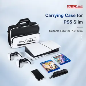 DEVASO borsa portatile a tracolla borsa in bianco e nero per giochi PS5 sottile console di gioco accessori