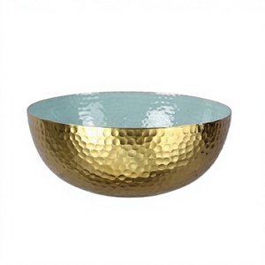 Bol de service de couleur or martelé en laiton avec bol de service de nourriture de restaurant de forme ronde à des prix acceptables - Product Image 1