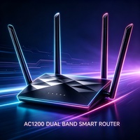 Routeur WiFi intelligent double bande 1200 Mbps AC1200 avec portée de 300 m et LAN filaire/sans fil pour les réseaux domestiques et d'appartements