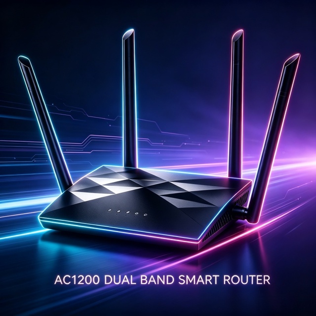 Dual Band 1200Mbps Smart WiFi Router AC1200 with 300m Range and Wired/Wireless LAN for Home & Apartment Networks