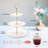 Support à gâteau de luxe en plastique PP avec placage or, 3 étages, style courtois, support à gâteau en plastique PP de qualité alimentaire, support à nourriture sucrée