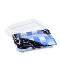 Récipient alimentaire en plastique jetable Plateau à sushi avec impression Boîte personnalisée avec couvercle transparent