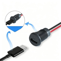 Conector de Alimentación Tipo C con Luz Indicadora, Salida de 2 Pines, Enchufe Hembra Impermeable para Banco de Energía Compartido, Interfaz USB