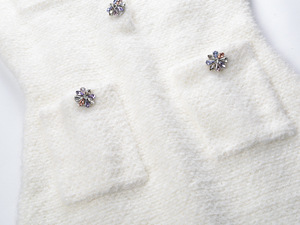 Nova Chegada Inverno 2026: Vestido Mini Feminino de Malha Elegante com Gola O, Manga Longa, Abotoamento Simples e Ajuste Slim com Strass - Product Image 4