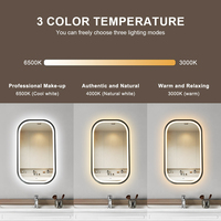 Espejo de maquillaje de baño LED montado en la pared espejo inteligente con luz frontal e iluminación retroiluminada ajustable inteligente