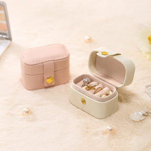 Custom Logo PU Leather Travel Jewelry Box Compact Square Pattern Velvet Lined Ring <b>Earring</b> <b>Holder</b> - Product Image 5