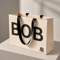 Sac fourre-tout en papier blanc personnalisé avec poignée en ruban, logo imprimé, pour boutique de cadeaux de mariage, emballage de vente au détail, vente en gros