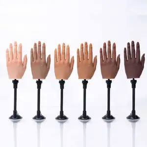 Modelo de mano de práctica de manicura de silicona, modelo de apoyo de mano protésica de práctica de uñas a juego