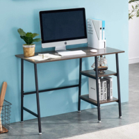 Table d'ordinateur de bureau marron rustique moderne avec compartiments de rangement et de construction robustes et à la mode adaptés à la salle d'étude