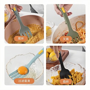 Silicone Cooking Fork Large Size Multi-functional For <b>Pasta</b> Stir-fry And Cooking Food Grade Material Hand Wash Only - Product Image 1