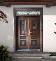 Chine top fabricant en gros en acier double porte principale de sécurité métal double porte extérieure pour les maisons de style