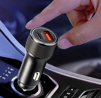 Pengisi daya 2 in 1 mobil portabel, adaptor pengisi daya Cepat 2-Port 3.1A PD 48W untuk ponsel