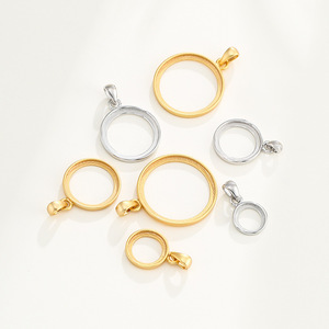 925 Sterling bạc vòng bezels cho đá quý đồ trang sức làm nhựa thủ công Hollow Vòng Tròn Khung đồng xu bezels Mặt dây chuyền - Product Image 1