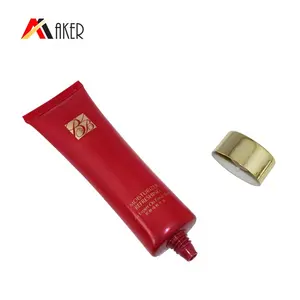 New rỗng 60 gam màu đỏ phẳng LDPE mỹ phẩm BB CC FOUNDATION ống nhựa bao bì với vàng vít nắp