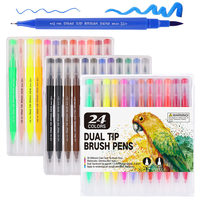 M06 Meilleures ventes 12, 24, 36, 48, 100 pièces Marqueurs à pointe sèche, stylos de couleur, marqueurs double pointe imperméables, feutres fins pour calligraphie