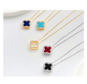 Venta caliente personalizado 925 plata esterlina trébol de cuatro hojas madre de perla ágata cadena colgante collar regalo joyería para mujeres - Product Image 5