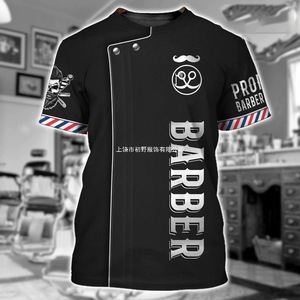 Camiseta Barber con estampado 3D para hombre, camiseta negra de manga corta, transpirable, a la moda, para jóvenes - Product Image 3