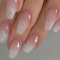 24 Pièces Faux Ongles Longs Ballerine Française, avec Colle Gel, Motifs Fleur Papillon, à Pression en Acrylique, Couverture Complète
