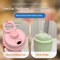 Tasse isotherme à double bec pour filles et garçons, couleur macaron, avec paille, pour le bureau, en acier inoxydable