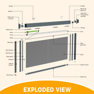 Persianas enrollables eléctricas extra anchas WR120-140 con cremallera, resistentes al viento, al agua y a los rayos UV, para seguridad en ventanas exteriores. - Product Image 3