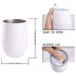 Gobelet à vin en acier inoxydable de 12 oz sans pied avec couvercle, tasse de voyage isotherme à double paroi, idéal pour le vin, le café, les boissons - Product Image 6