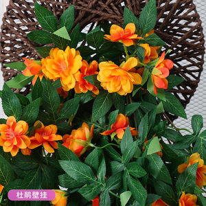 Azalea Artificial Colgante de Pared, Flor de Seda en Cesta Redonda, Decoración Interior para Bodas, 30cm-100cm, Planta Verde Reutilizable - Product Image 2