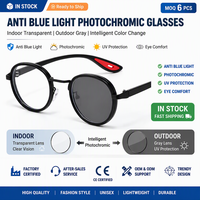 Monture de lunettes photochromiques rondes en métal léopard vintage MK9758 pour tous les visages, anti-lumière bleue